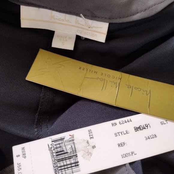 Vintage 1990s Nicole Miller Silky Satin Side Drape Mini Cocktail Dress - Picture 11 of 12